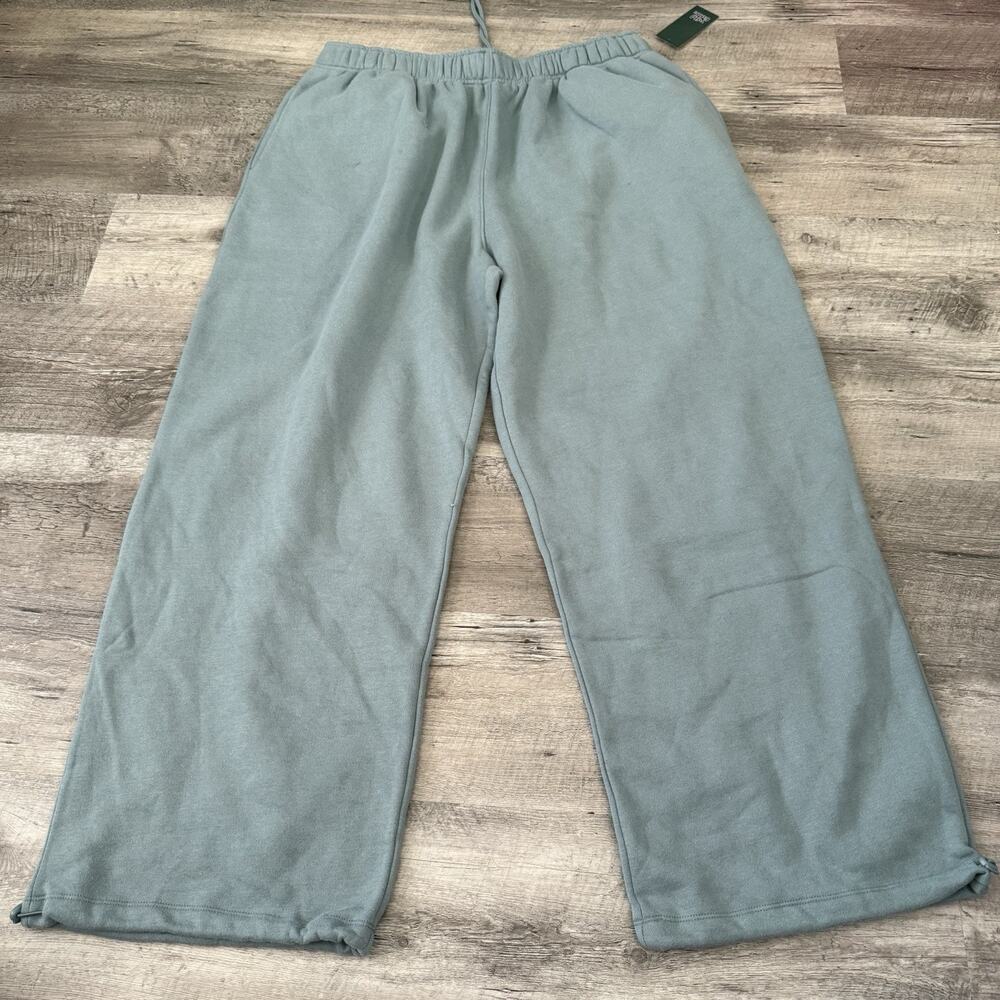 Wild Fable Wide Leg Sweatpants Womens Plus 1X Dusty Turquoise Fleece Elastic NEW